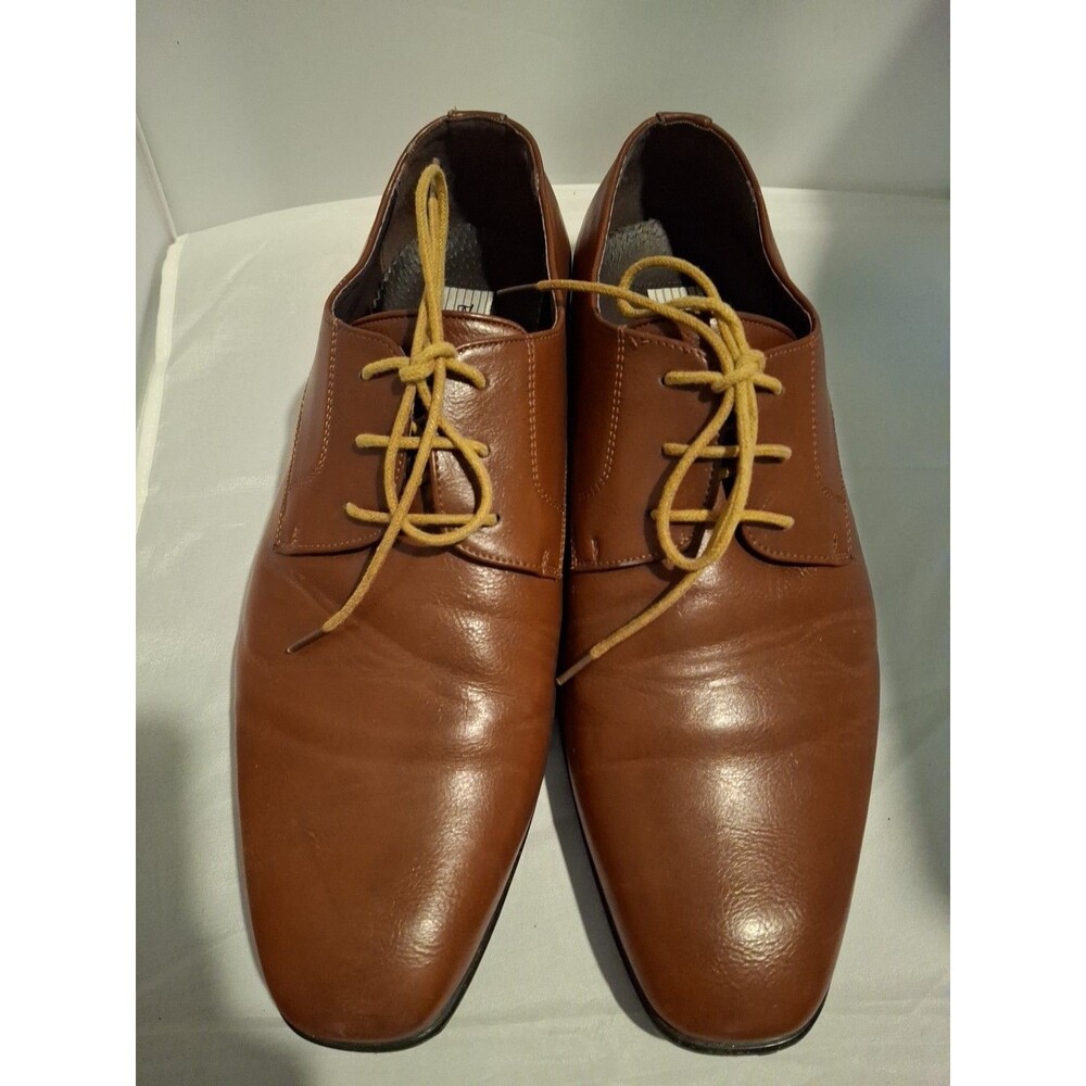 BRAVO Men's Brown Leather Dress Shoes Lace-Up Oxford  Classic Size 12 W